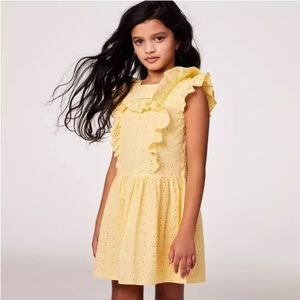 NWT Janie and Jack yellow eyelet ruffle dress size 7